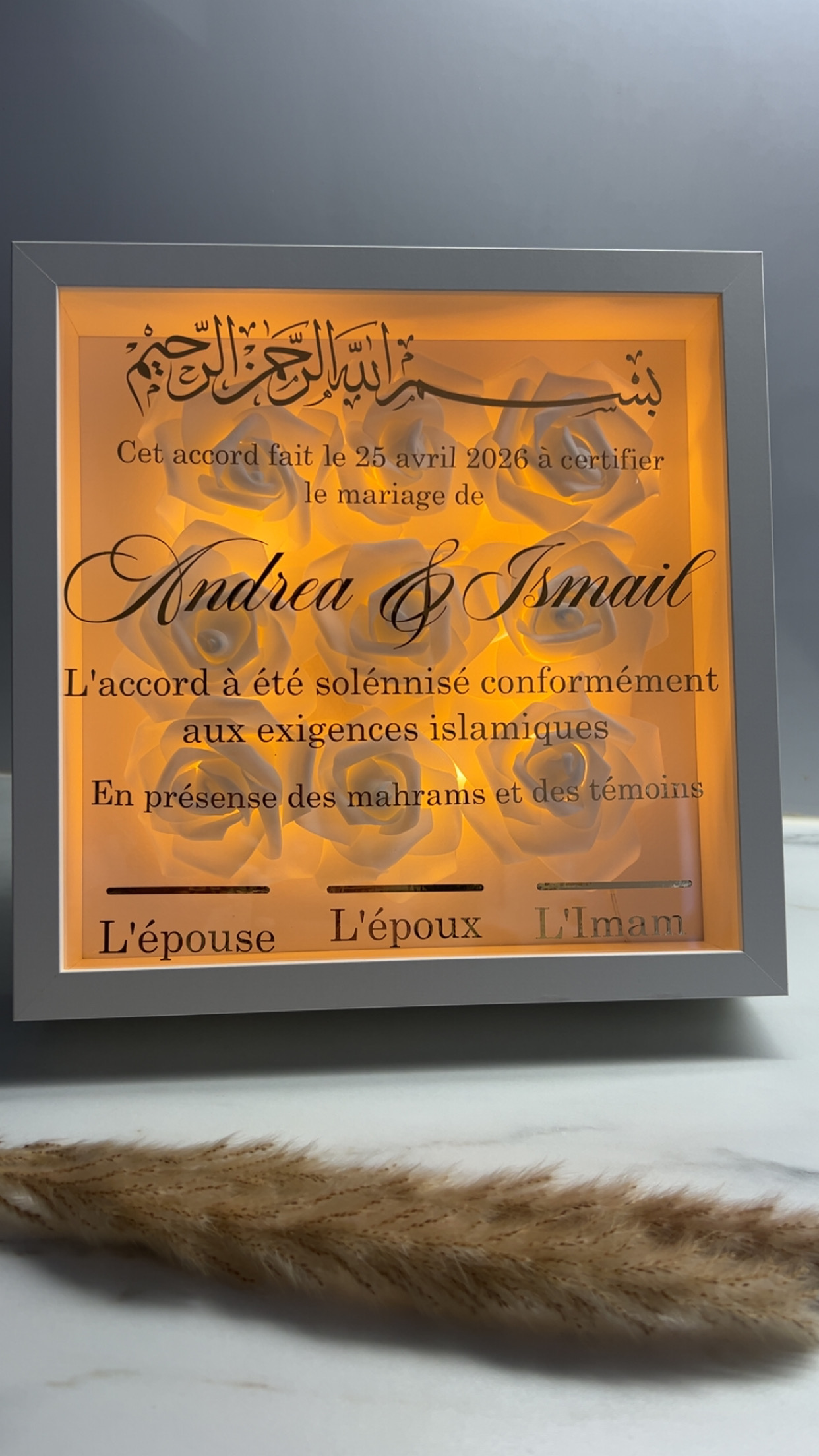 Cadre certificat mariage